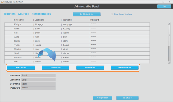 manage teacher accounts