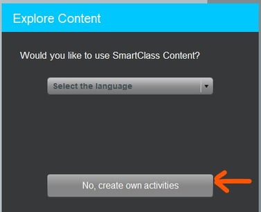 No, create own activities option