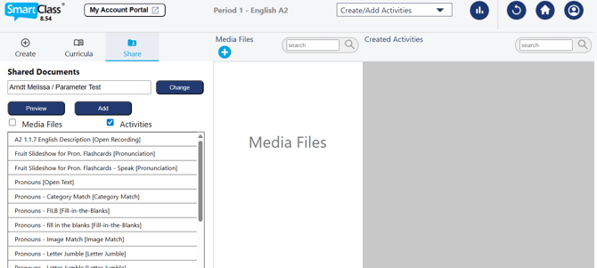 Adding shared activities