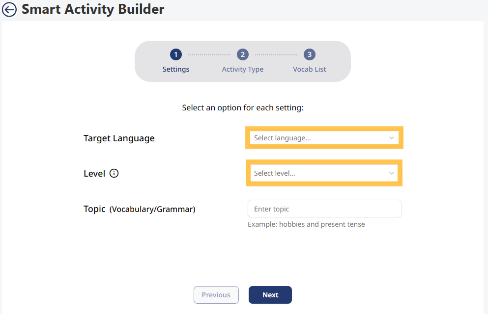 Smart Builder language and level
