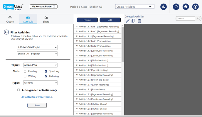 filtering activities