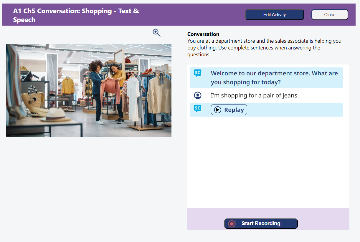 Develop Conversation Using Picture What are the AI Conversation activities, and how do I use them?