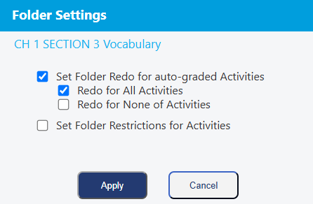 Set folder redo